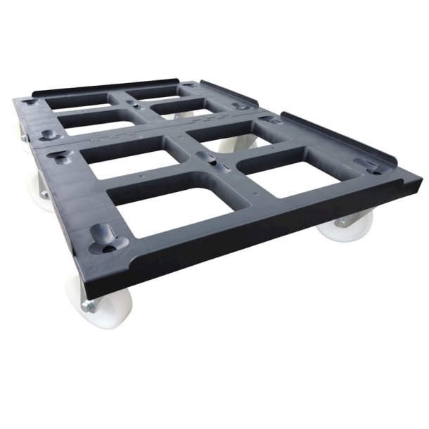 Tralle med 6 hjul - 1200 x 800 mm - Sort