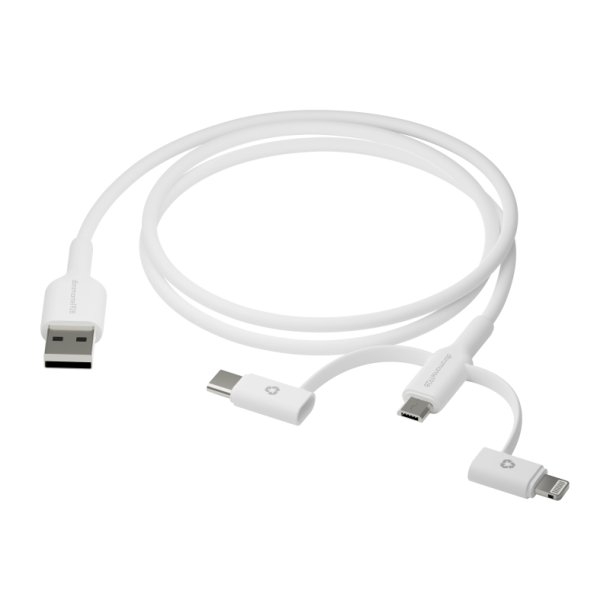 dbramante1928 USB kabel - 1 m USB A USB C/Micro USB-A/Lightning Hvid