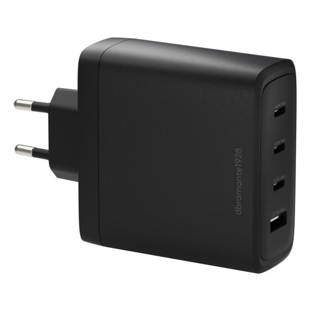 dbramante1928 re-charge oplader - 140 Watt - 4 output-stikforbindelser (3 x USB-C, USB) - sort