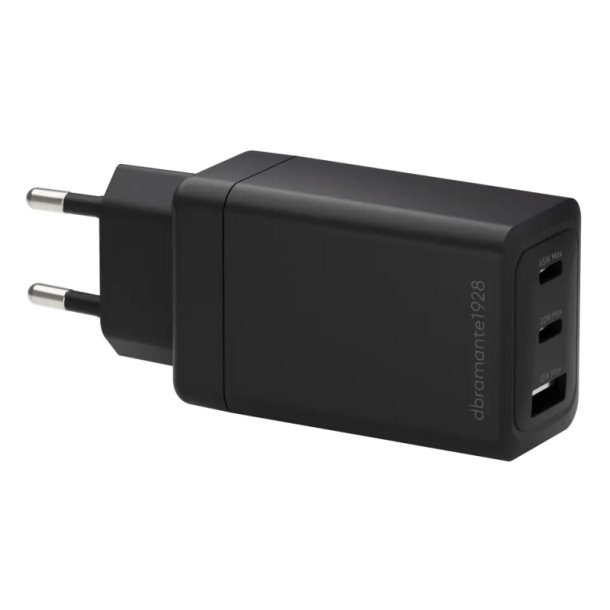 dbramante1928 re-charge oplader - 65 Watt - 3 output-stikforbindelser (2 x USB-C, USB) - sort