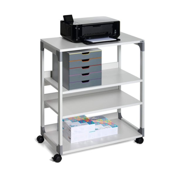 Durable hyldevogn System 88 - gr� med 4 hylder og bremse