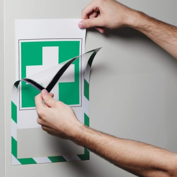 Durable Duraframe magnetisk security A4 magnetramme - 5 stk. grn/hvid