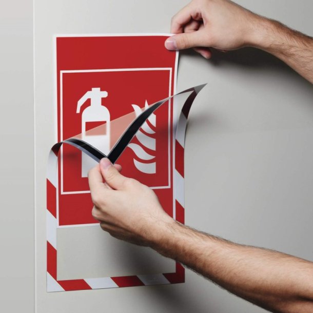 Durable Duraframe magnetisk security A4 magnetramme - 5 stk. Rd/Hvid