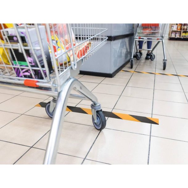 Durable Duraline Markeringstape - 50mm sort/gul PVC - flytbar