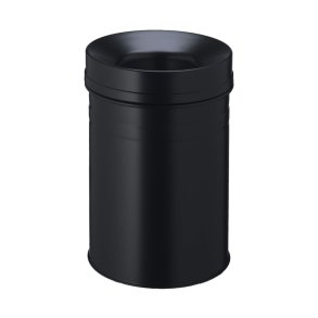 Durable 15 liter Safe+ selvslukkende papirkurv - sort metal