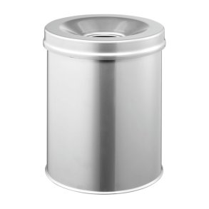 Durable 15 liter Safe selvslukkende papirkurv - s�lv metal
