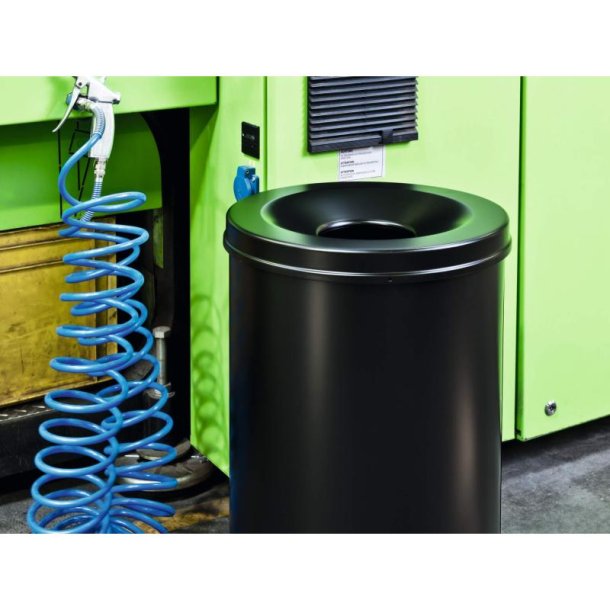 Durable 60 liter Safe selvslukkende papirkurv - sort metal
