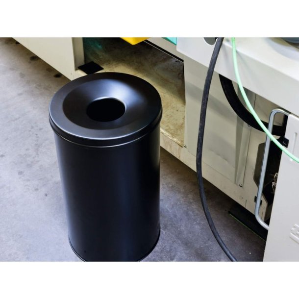Durable 60 liter Safe selvslukkende papirkurv - sort metal