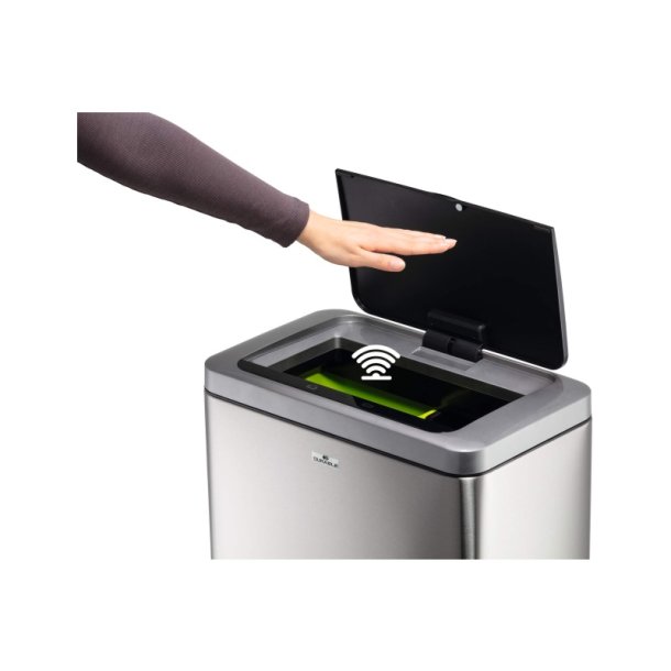 Durable 2x20 liter Sensor Bin - slv metal affaldsspand med sensor