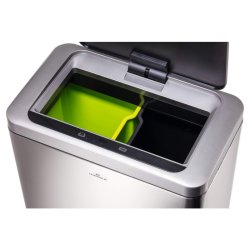 Durable 2x20 liter Sensor Bin - slv metal affaldsspand med sensor