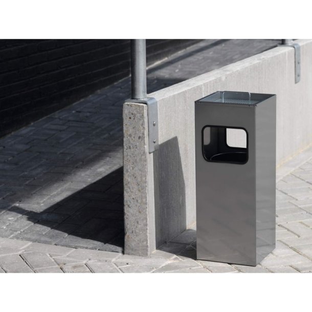 Durable affaldsspand med askebger - 17 liter - gr metal