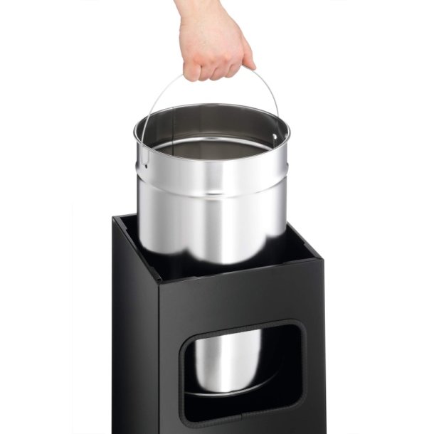 Durable affaldsspand med askebger - 17 liter - sort metal