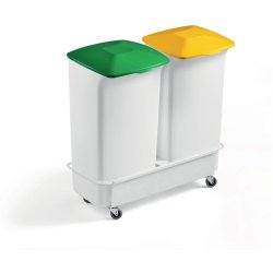 Durable Affaldsspande st - 2 x 40L beholdere - 2 x lg m/hndtag - 1 x vogn