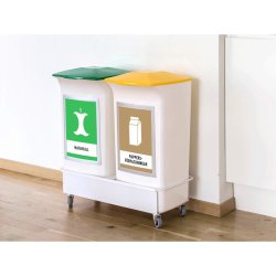Durable Affaldsspande st - 2 x 40L beholdere - 2 x lg m/hndtag - 1 x vogn