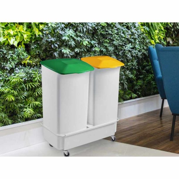 Durable Affaldsspande st - 2 x 40L beholdere - 2 x lg m/hndtag - 1 x vogn