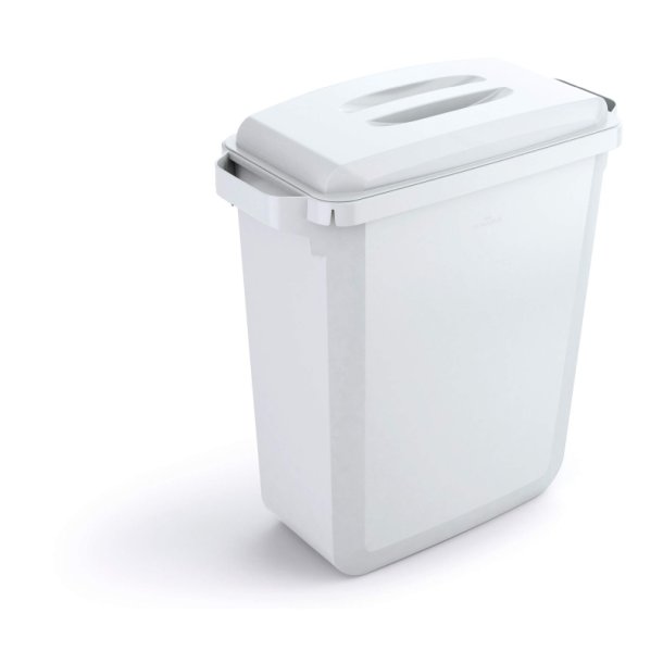 Durable Affaldsspand 60 Liter - hndtag - hvid plast