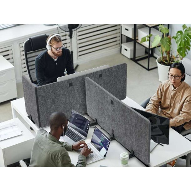 Durable foldbare lyddmpende skrmvg - 120 cm mrkegr filt