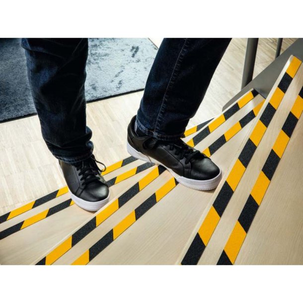 Durable Duraline skridsikker tape Grip - 25mm sort og gul stribet