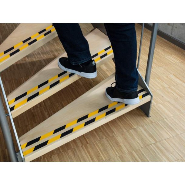 Durable Duraline skridsikker tape Grip - 25mm sort og gul stribet