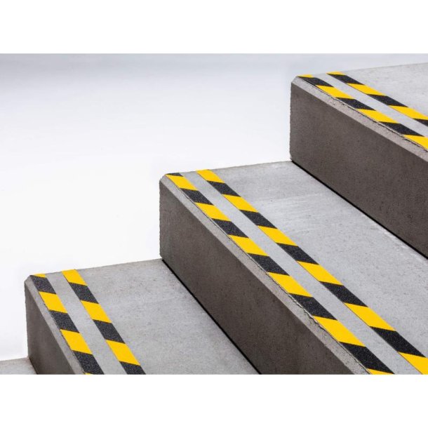 Durable Duraline skridsikker tape Grip+ - 25mm sort og gul stribet
