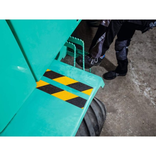 Durable Duraline skridsikker tape Grip+ - 25mm sort og gul stribet