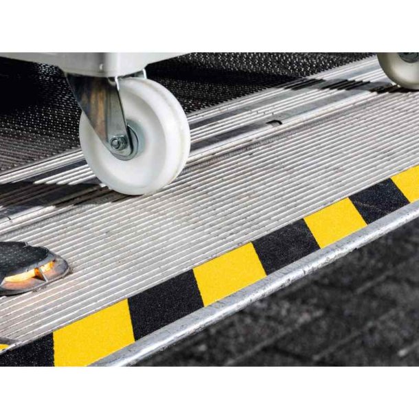Durable Duraline skridsikker tape Grip+ - 50mm sort og gul stribet