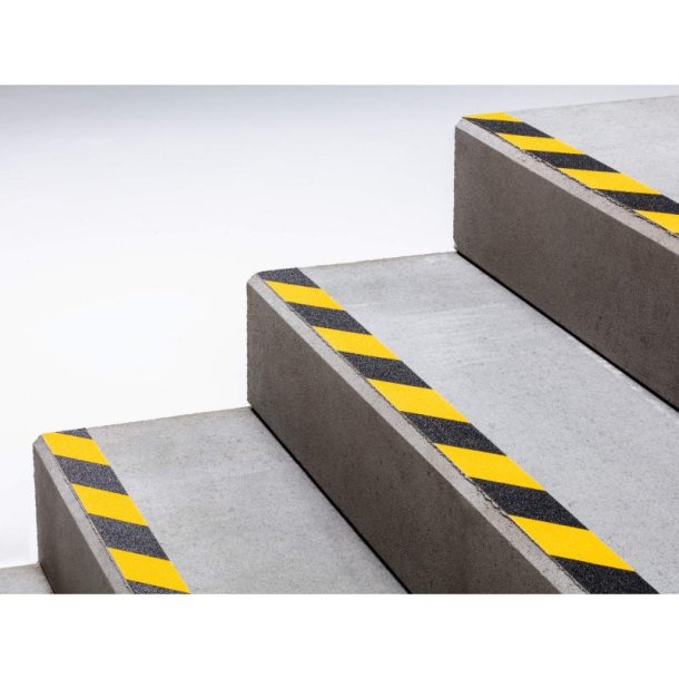 Durable Duraline skridsikker tape Grip+ - 50mm sort og gul stribet