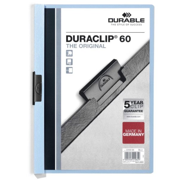 Durable Duraclip 60 Klemmappe A4 - til 60 Ark - bl bagside