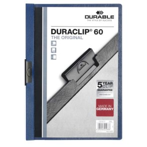 Durable Duraclip 60 Klemmappe A4 - til 60 Ark - m�rkbl� bagside