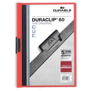 Durable Duraclip 60 Klemmappe A4 - til 60 Ark - r�d bagside