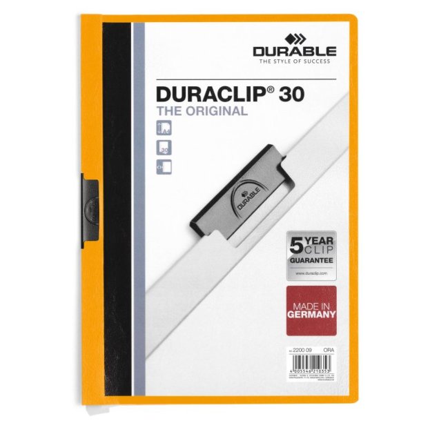 Durable Duraclip 30 Klemmappe A4 - til 30 Ark - orange bagside