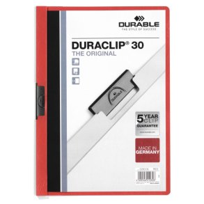 Durable Duraclip 30 Klemmappe A4 - til 30 Ark - r�d bagside