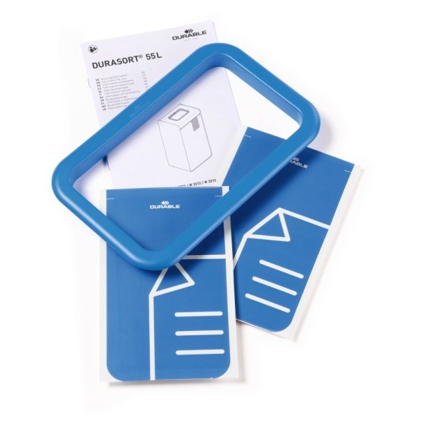 Durable 55 Liter sorteringspand - Durasort - Lys gr - Bl indkast
