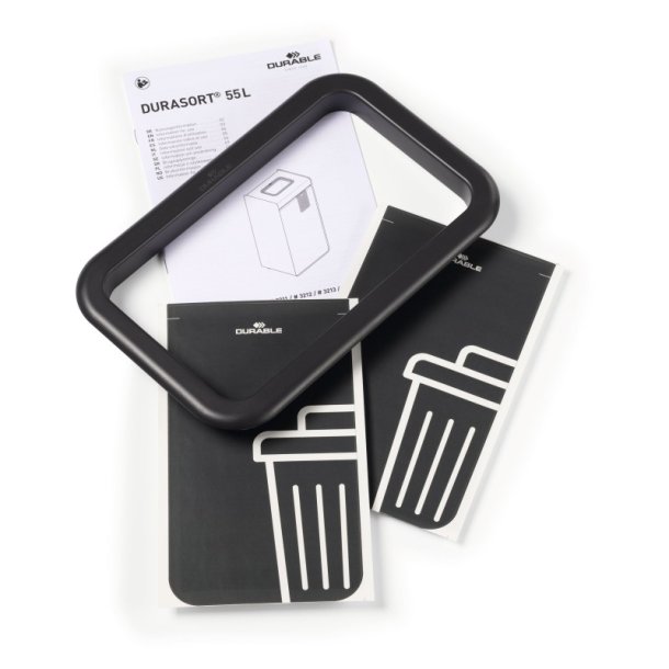 Durable 55 Liter sorteringspand - Durasort - Lys gr - antracit indkast
