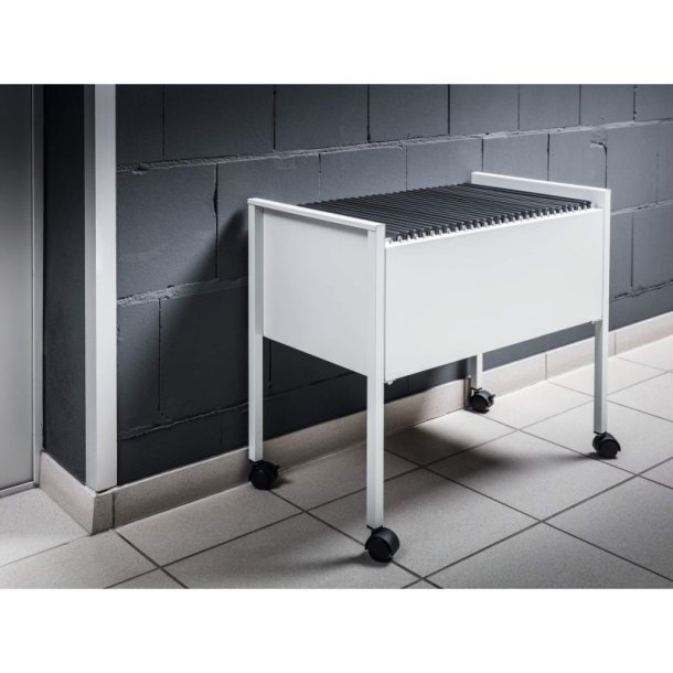 Durable hngemappevogn i gr - til 80 mapper - ridsefast stl