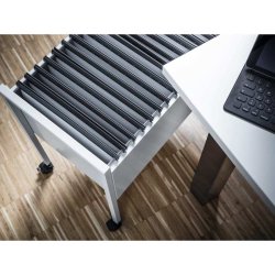 Durable hngemappevogn i gr - til 80 mapper - ridsefast stl