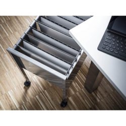 Durable hngemappevogn i slv - til 80 mapper - ridsefast stl