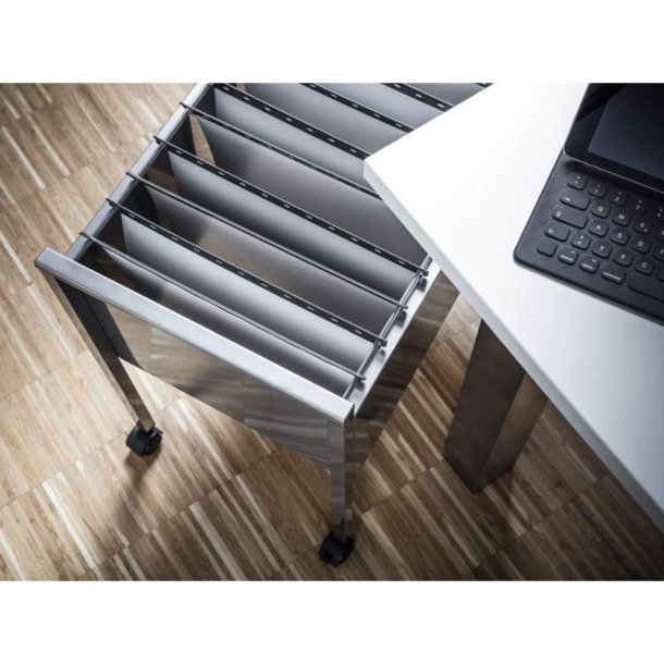 Durable hngemappevogn i slv - til 80 mapper - ridsefast stl