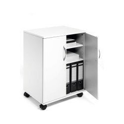 Durable Kontorskab p hjul - med 2 faste lger - hvid