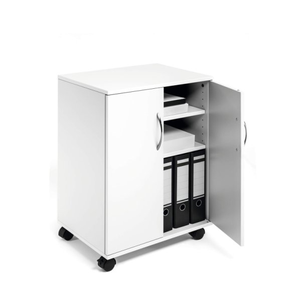 Durable Kontorskab p hjul - med 2 faste lger - hvid