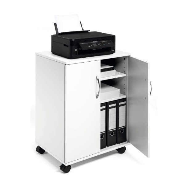 Durable Kontorskab p hjul - med 2 faste lger - hvid