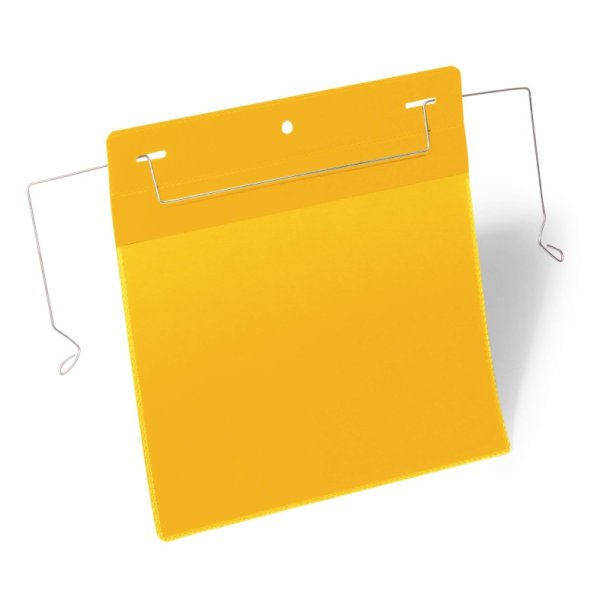 Durable lagerlommer A5 plast - flap - wire - liggende - 50 gule