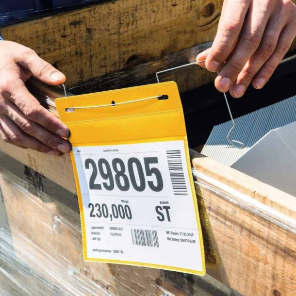 Durable lagerlommer A5 plast - flap - wire - liggende - 50 gule