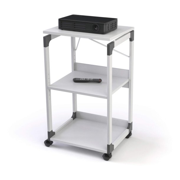 Durable overhead projektorvogn - 2 justerbare hylder - Hvid