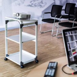 Durable overhead projektorvogn - 2 justerbare hylder - Hvid