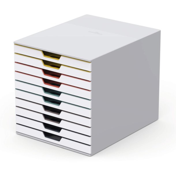Durable skuffekabinet A4 - Varicolor mix 10 skuffer - hvid