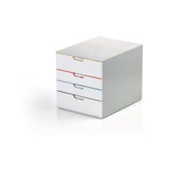Durable skuffekabinet A4 - Varicolor mix 4 skuffer - hvid