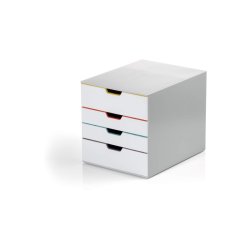Durable skuffekabinet A4 - Varicolor mix 4 skuffer - hvid