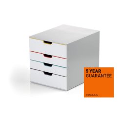 Durable skuffekabinet A4 - Varicolor mix 4 skuffer - hvid