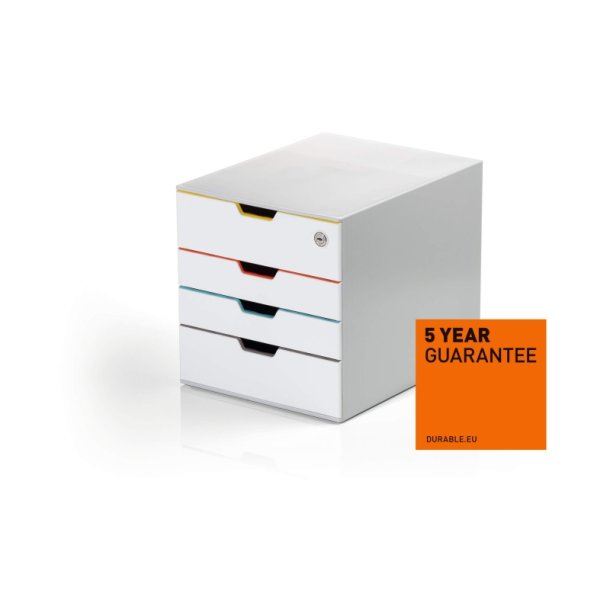 Durable skuffekabinet A4 - Varicolor mix 4 skuffer ls - hvid